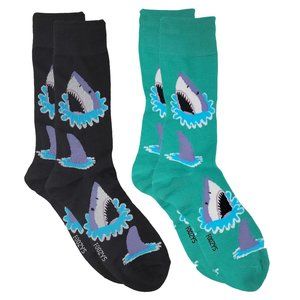 Great White Shark Jaws Teeth Ocean Whale Fish Sharks Sport 2 Pairs Men's Socks
